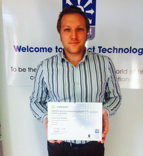 Extract Congratulate Adam Ratcliffe on achieving NEBOSH Certificate